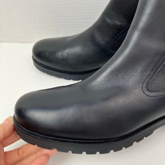 Cole Haan Sz 11 Stanton Waterproof Black Leather Chelsea Chunky Ankle Boots - Picture 3 of 16